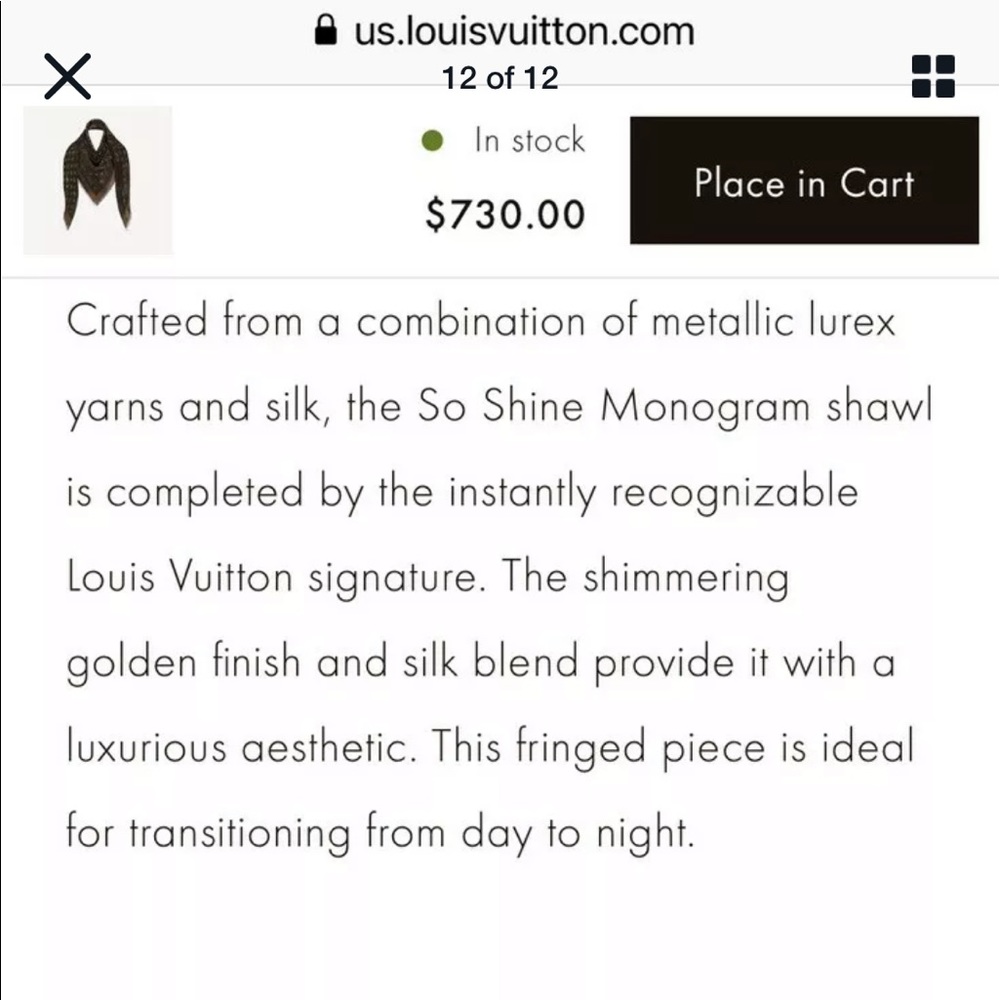 LV Monogram So Shine Silk/GoldenScarf/Shawl 100%Authentic Louis Vuitton MRSP$730 - Picture 13 of 14